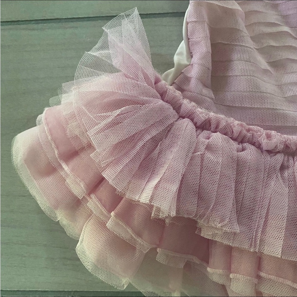 NWT Kate Mack Pink Tulle Ruffle One Piece Swimsuit - Picture 3 of 4